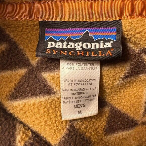 Patagonia Synchilla Montana Siete Bear Brown Aztec Snap T Fleece Mens M Ski Snow - Picture 7 of 7